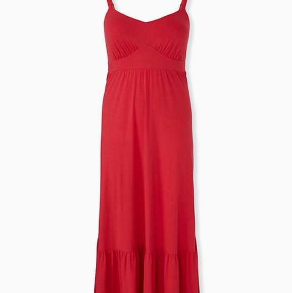 red knit maxi dress